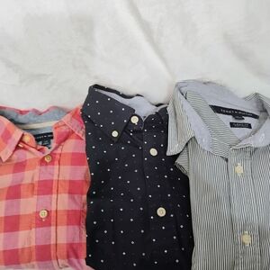 Tommy Hilfiger Lot 3 Long Sleeve Button Shirt Mens Large Pink Plaid Stripe K